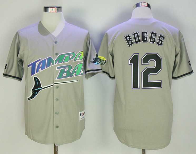 Tampa Bay Rays #12 Wade Boggs Gray Throwback Jersey,We sell and wholesale Tampa Bay Rays #12 Wade Boggs Gray Throwback Jersey on line form chian!
